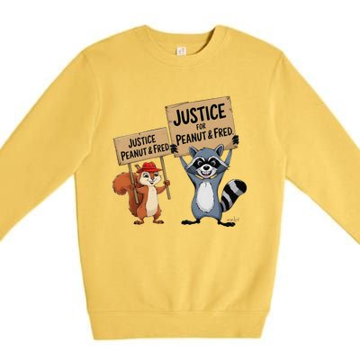 Peanut Squirrel & Fred Raccoo Justice For Peanut Wanted Premium Crewneck Sweatshirt