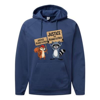 Peanut Squirrel & Fred Raccoo Justice For Peanut Wanted Performance Fleece Hoodie