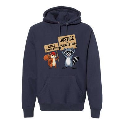 Peanut Squirrel & Fred Raccoo Justice For Peanut Wanted Premium Hoodie