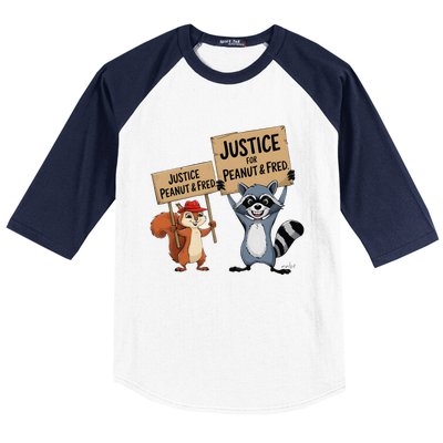 Peanut Squirrel & Fred Raccoo Justice For Peanut Wanted Baseball Sleeve Shirt