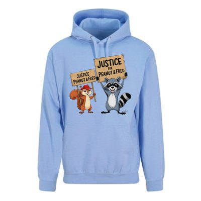 Peanut Squirrel & Fred Raccoo Justice For Peanut Wanted Unisex Surf Hoodie