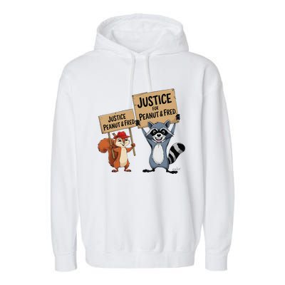 Peanut Squirrel & Fred Raccoo Justice For Peanut Wanted Garment-Dyed Fleece Hoodie