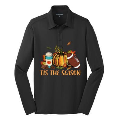 Pumpkin Spice Football Tis The Season Fall Thanksgiving Gift Gift Silk Touch Performance Long Sleeve Polo