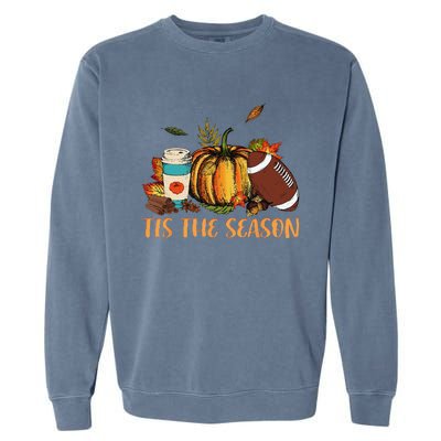 Pumpkin Spice Football Tis The Season Fall Thanksgiving Gift Gift Garment-Dyed Sweatshirt