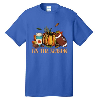 Pumpkin Spice Football Tis The Season Fall Thanksgiving Gift Gift Tall T-Shirt