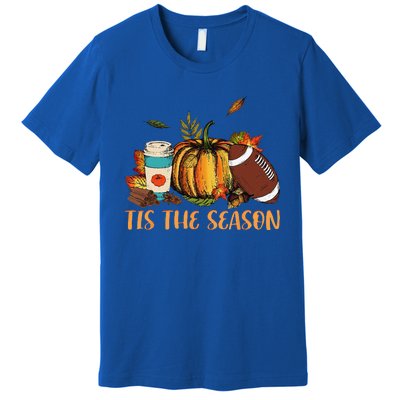 Pumpkin Spice Football Tis The Season Fall Thanksgiving Gift Gift Premium T-Shirt