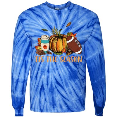 Pumpkin Spice Football Tis The Season Fall Thanksgiving Gift Gift Tie-Dye Long Sleeve Shirt