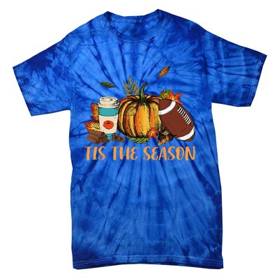 Pumpkin Spice Football Tis The Season Fall Thanksgiving Gift Gift Tie-Dye T-Shirt