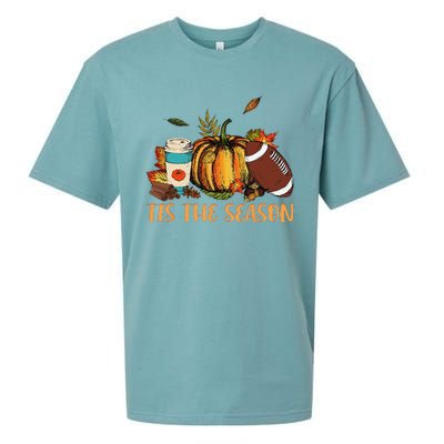 Pumpkin Spice Football Tis The Season Fall Thanksgiving Gift Gift Sueded Cloud Jersey T-Shirt