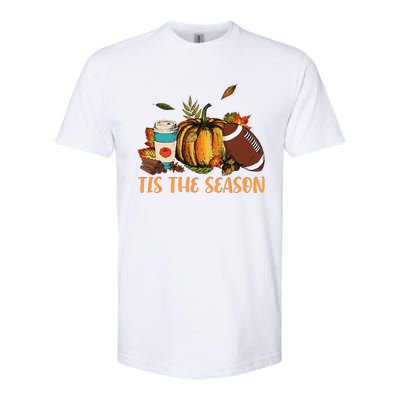 Pumpkin Spice Football Tis The Season Fall Thanksgiving Gift Gift Softstyle CVC T-Shirt