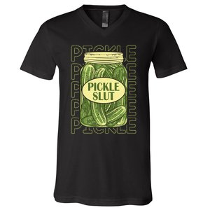 Pickle Slut Funny Pickle Slut Who Loves Pickles Apaprel V-Neck T-Shirt