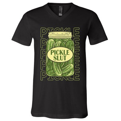 Pickle Slut Funny Pickle Slut Who Loves Pickles Apaprel V-Neck T-Shirt