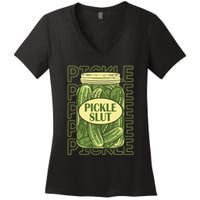 Pickle Slut Funny Pickle Slut Who Loves Pickles Apaprel Women's V-Neck T-Shirt