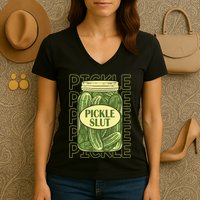 Pickle Slut Funny Pickle Slut Who Loves Pickles Apaprel Women's V-Neck T-Shirt
