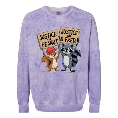 Peanut Squirrel & Fred Raccoo Justice For Peanut Wanted Colorblast Crewneck Sweatshirt