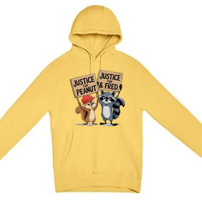 Peanut Squirrel & Fred Raccoo Justice For Peanut Wanted Premium Pullover Hoodie