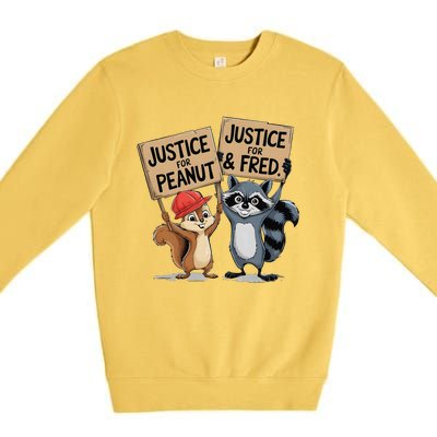 Peanut Squirrel & Fred Raccoo Justice For Peanut Wanted Premium Crewneck Sweatshirt