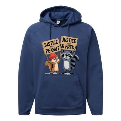 Peanut Squirrel & Fred Raccoo Justice For Peanut Wanted Performance Fleece Hoodie