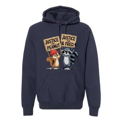 Peanut Squirrel & Fred Raccoo Justice For Peanut Wanted Premium Hoodie