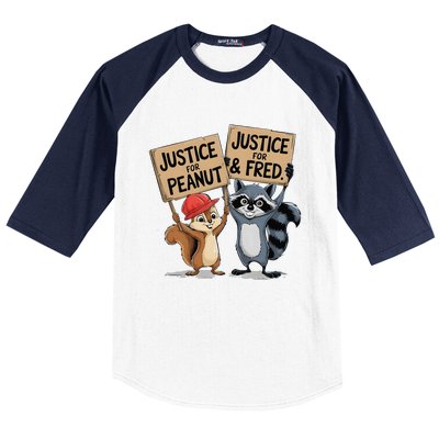 Peanut Squirrel & Fred Raccoo Justice For Peanut Wanted Baseball Sleeve Shirt