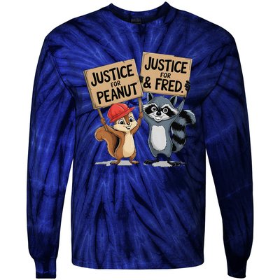 Peanut Squirrel & Fred Raccoo Justice For Peanut Wanted Tie-Dye Long Sleeve Shirt