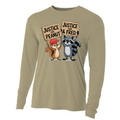 Peanut Squirrel & Fred Raccoo Justice For Peanut Wanted Cooling Performance Long Sleeve Crew