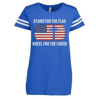 Patriotic Stand For The Flag Kneel For The Cross Gift Enza Ladies Jersey Football T-Shirt