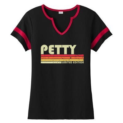 P.E.T.T.Y Surname Funny Retro Vintage 80s 90s Birthday Reunion Ladies Halftime Notch Neck Tee