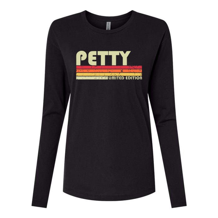 P.E.T.T.Y Surname Funny Retro Vintage 80s 90s Birthday Reunion Womens Cotton Relaxed Long Sleeve T-Shirt