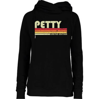 P.E.T.T.Y Surname Funny Retro Vintage 80s 90s Birthday Reunion Womens Funnel Neck Pullover Hood