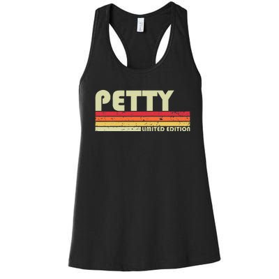 P.E.T.T.Y Surname Funny Retro Vintage 80s 90s Birthday Reunion Women's Racerback Tank