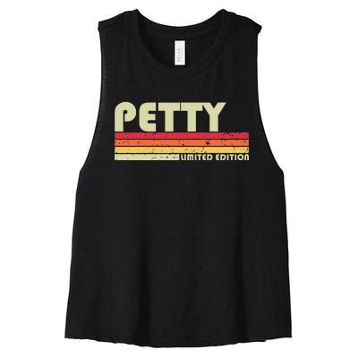 P.E.T.T.Y Surname Funny Retro Vintage 80s 90s Birthday Reunion Women's Racerback Cropped Tank