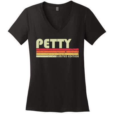 P.E.T.T.Y Surname Funny Retro Vintage 80s 90s Birthday Reunion Women's V-Neck T-Shirt