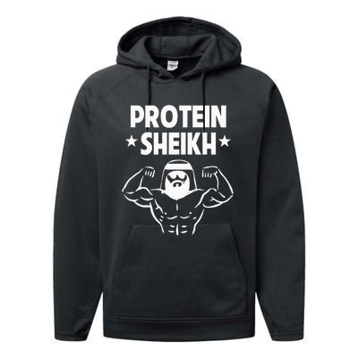 Protein Sheikh Funny Arabic Gym Fitness Lover Bodybuilding Performance Fleece Hoodie