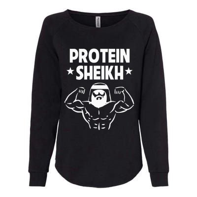 Protein Sheikh Funny Arabic Gym Fitness Lover Bodybuilding Womens California Wash Sweatshirt