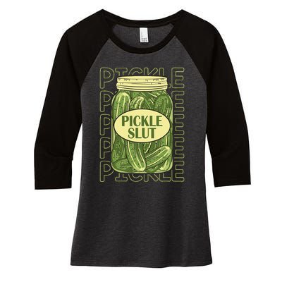 Pickle Slut Funny Pickle Slut Who Loves Pickles Apaprel Women's Tri-Blend 3/4-Sleeve Raglan Shirt