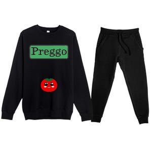 Preggo Sauce Funny Maternity Halloween Costume Tomato Sauce Premium Crewneck Sweatsuit Set