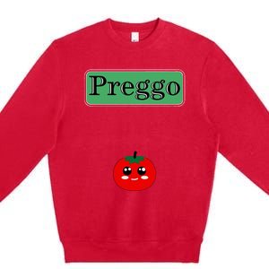 Preggo Sauce Funny Maternity Halloween Costume Tomato Sauce Premium Crewneck Sweatshirt