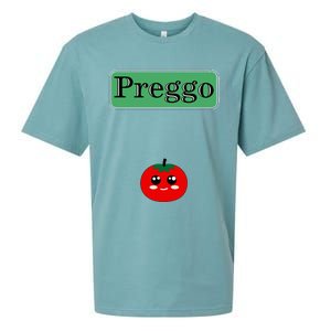 Preggo Sauce Funny Maternity Halloween Costume Tomato Sauce Sueded Cloud Jersey T-Shirt