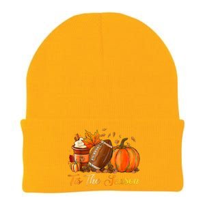 Pumpkin Spice Football Tis The Season Fall Thanksgiving Knit Cap Winter Beanie