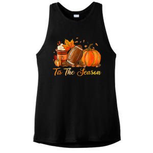 Pumpkin Spice Football Tis The Season Fall Thanksgiving Ladies PosiCharge Tri-Blend Wicking Tank