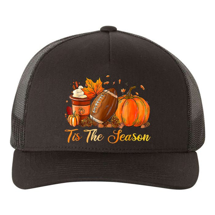 Pumpkin Spice Football Tis The Season Fall Thanksgiving Yupoong Adult 5-Panel Trucker Hat