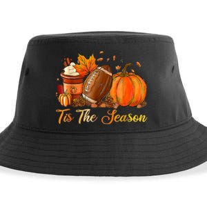 Pumpkin Spice Football Tis The Season Fall Thanksgiving Sustainable Bucket Hat