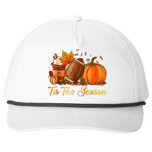 Pumpkin Spice Football Tis The Season Fall Thanksgiving Snapback Five-Panel Rope Hat