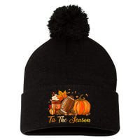 Pumpkin Spice Football Tis The Season Fall Thanksgiving Pom Pom 12in Knit Beanie