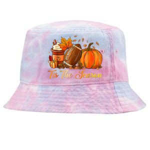 Pumpkin Spice Football Tis The Season Fall Thanksgiving Tie-Dyed Bucket Hat