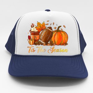 Pumpkin Spice Football Tis The Season Fall Thanksgiving Trucker Hat