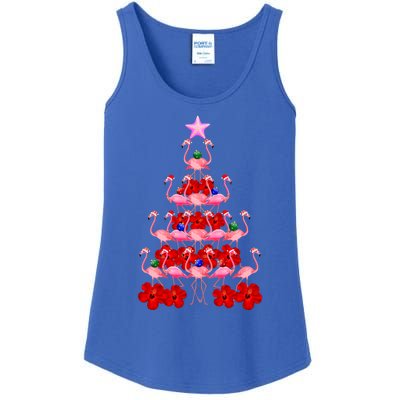 Pink Santa Flamingo Christmas Tree Gift Ladies Essential Tank