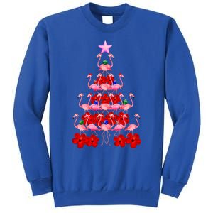 Pink Santa Flamingo Christmas Tree Gift Tall Sweatshirt