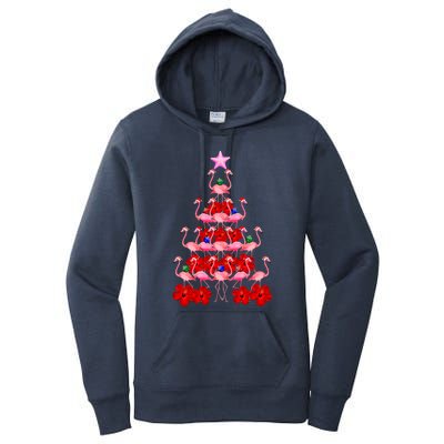 Pink Santa Flamingo Christmas Tree Gift Women's Pullover Hoodie